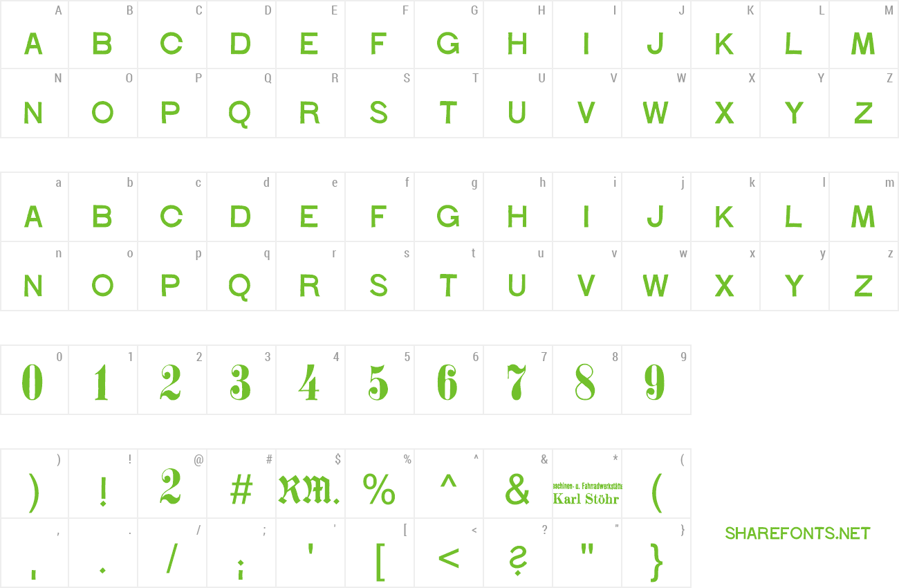 Font Stoehr Numbers preview